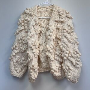 Chunky Knit Cream Heart Sweater